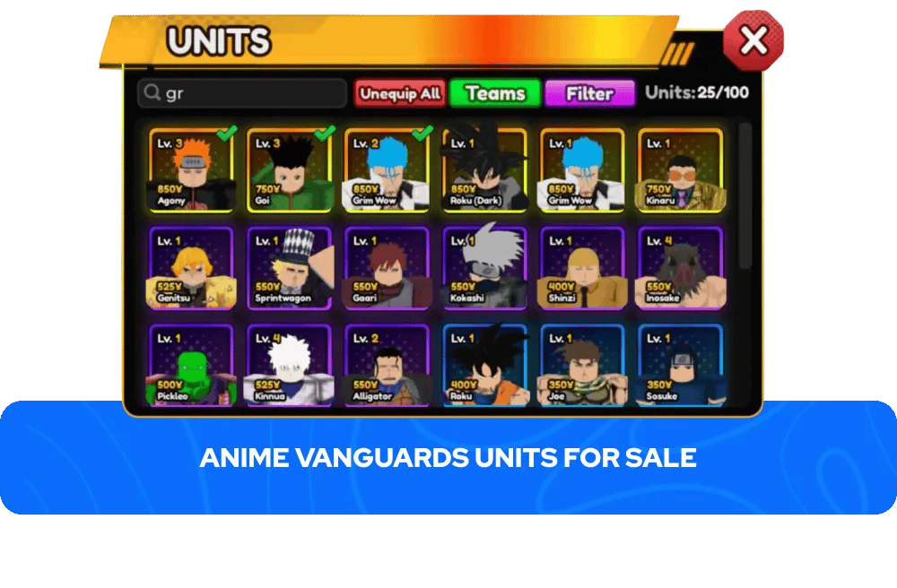 Anime Vanguards Einheiten