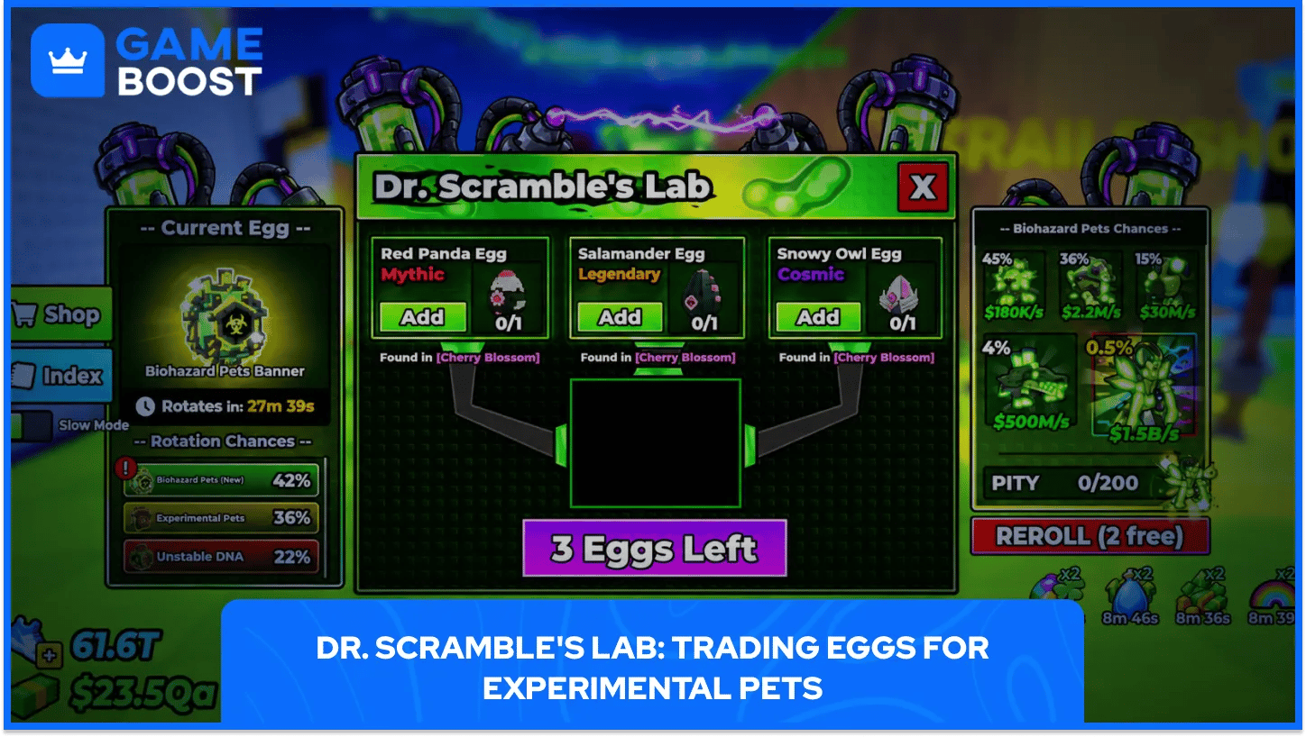 Dr. Scramble's Lab Merging Steal an Egg