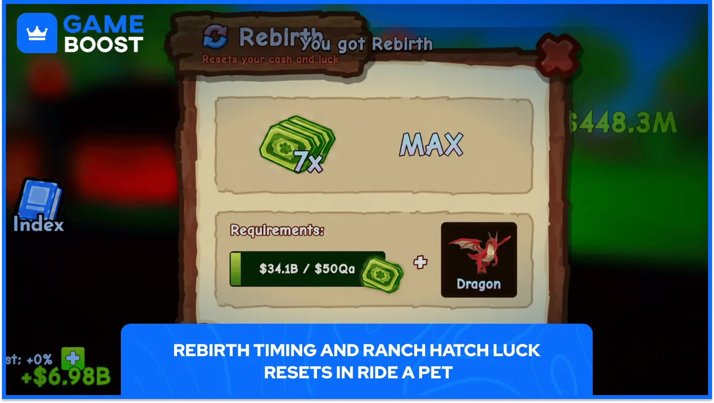 Ride a Pet Max Rebirth for Luck