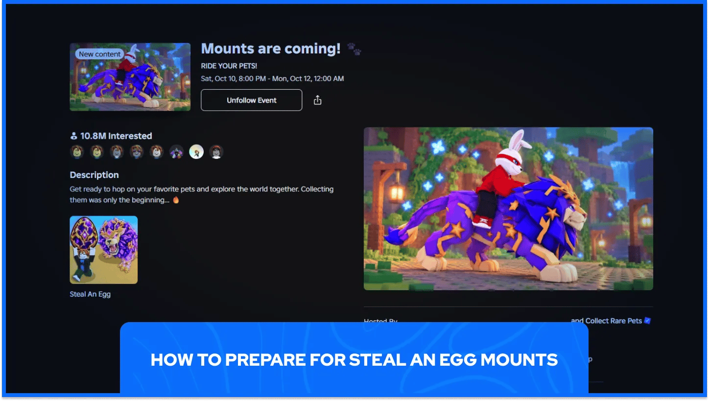 Steal An Egg Mounts Event Start Time