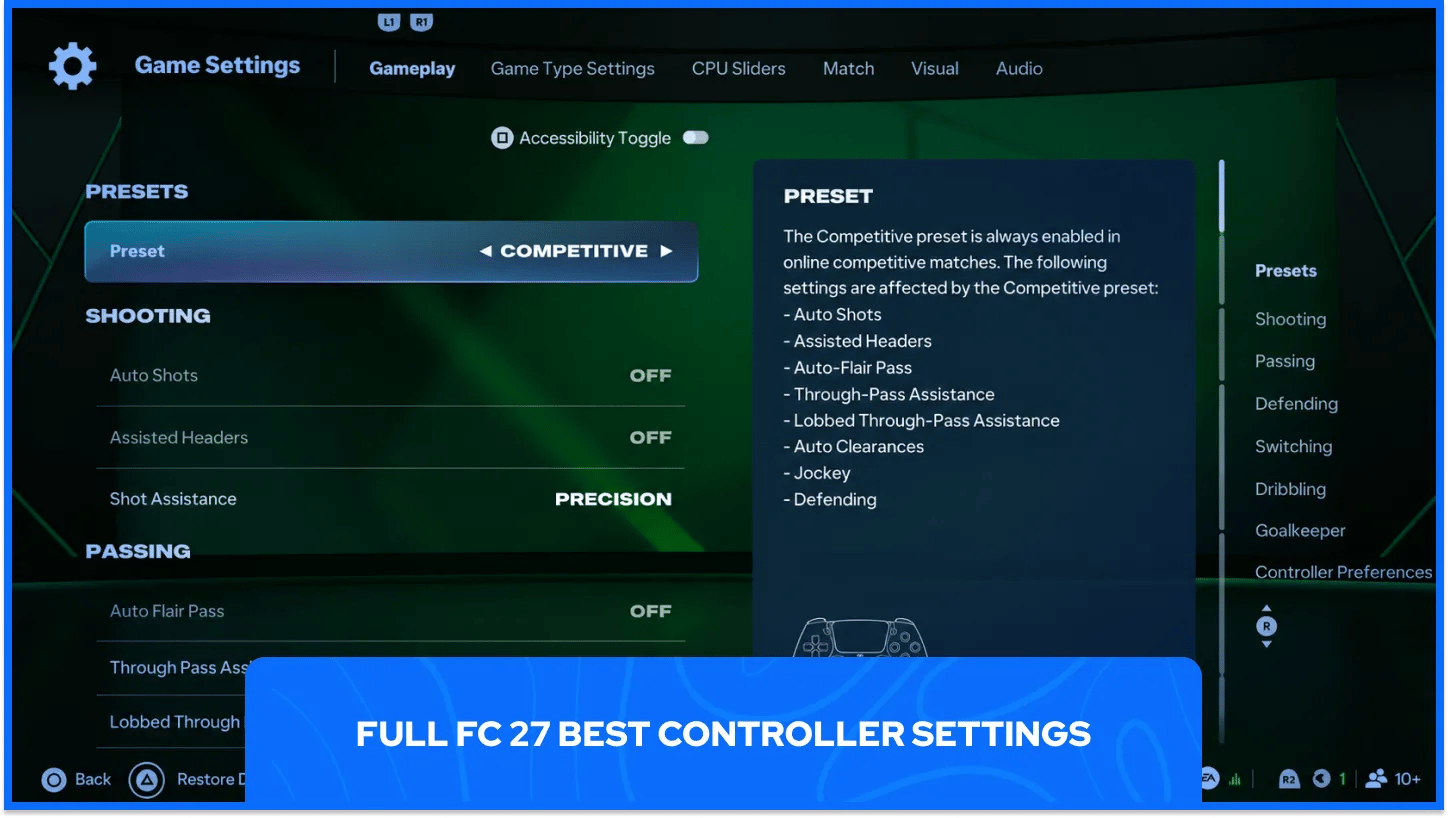 FC 27-Controller-Einstellungen