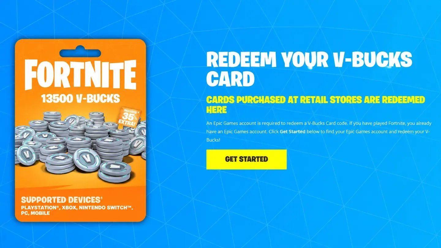 stránka pro uplatnění V-Bucks