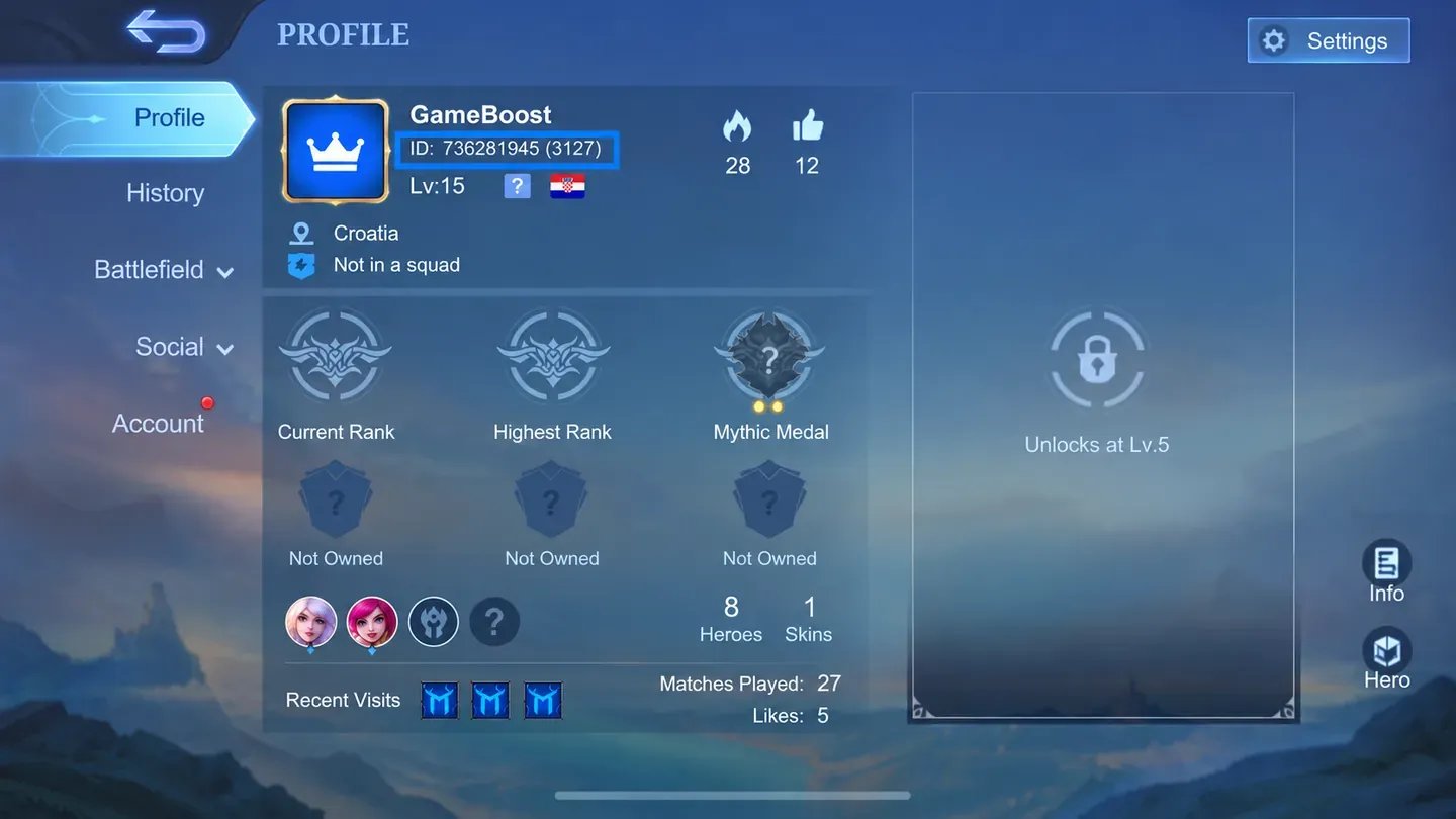 MLBB User ID and Zone ID