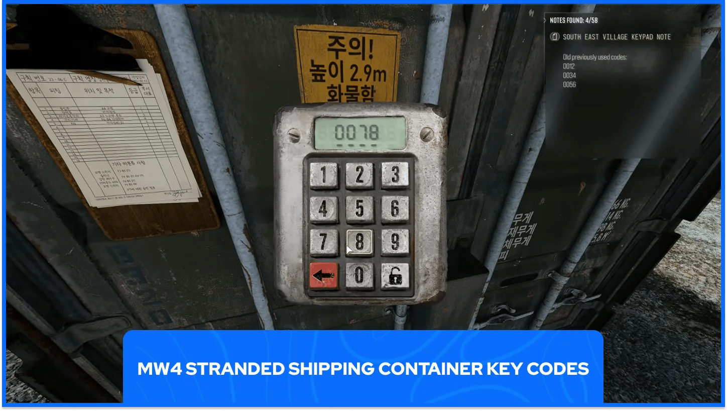 MW4 Stranded Shipping Southeast Village Container Key Codes
