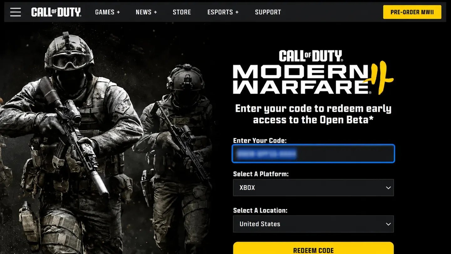 cod mw4 redeem code