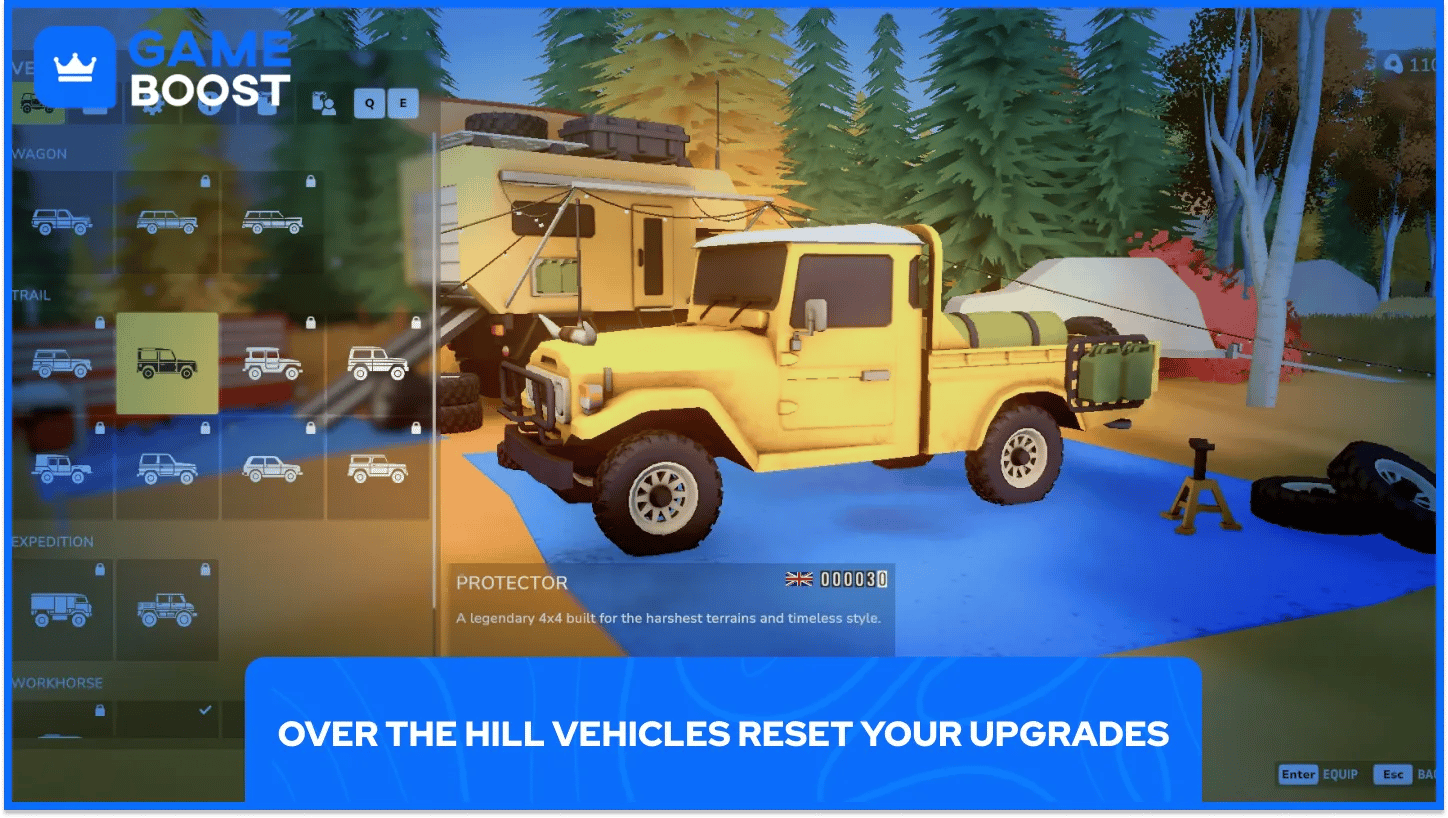Over the Hill Vehicles Reset Your Upgrades
