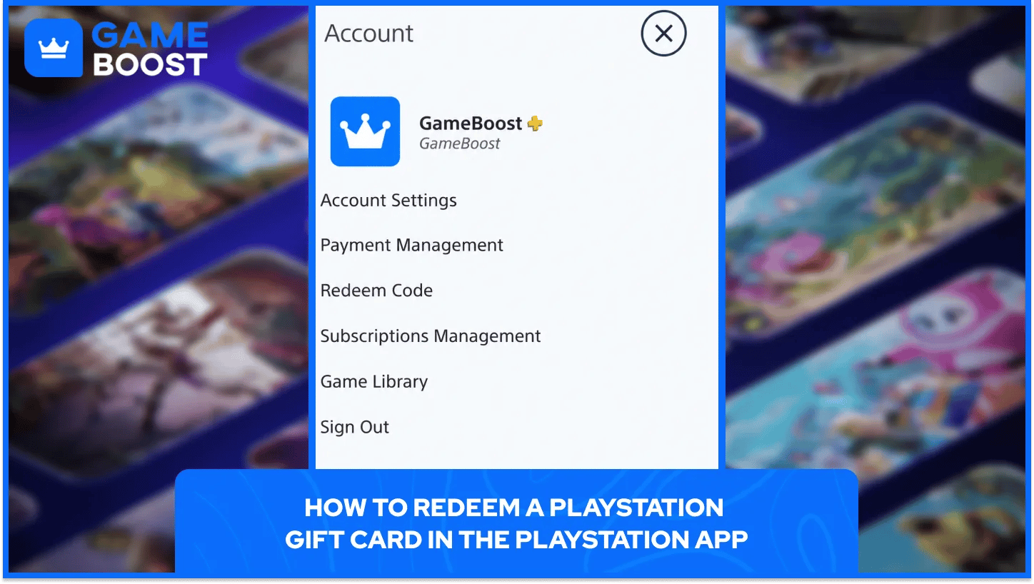 pantalla para canjear una tarjeta regalo en la aplicación de PlayStation