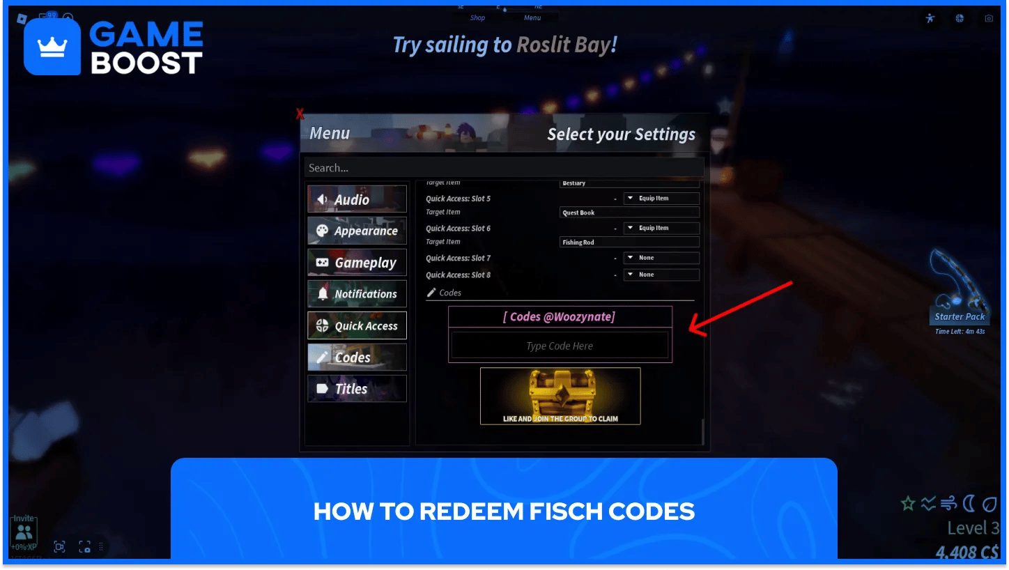how to redeem fisch codes