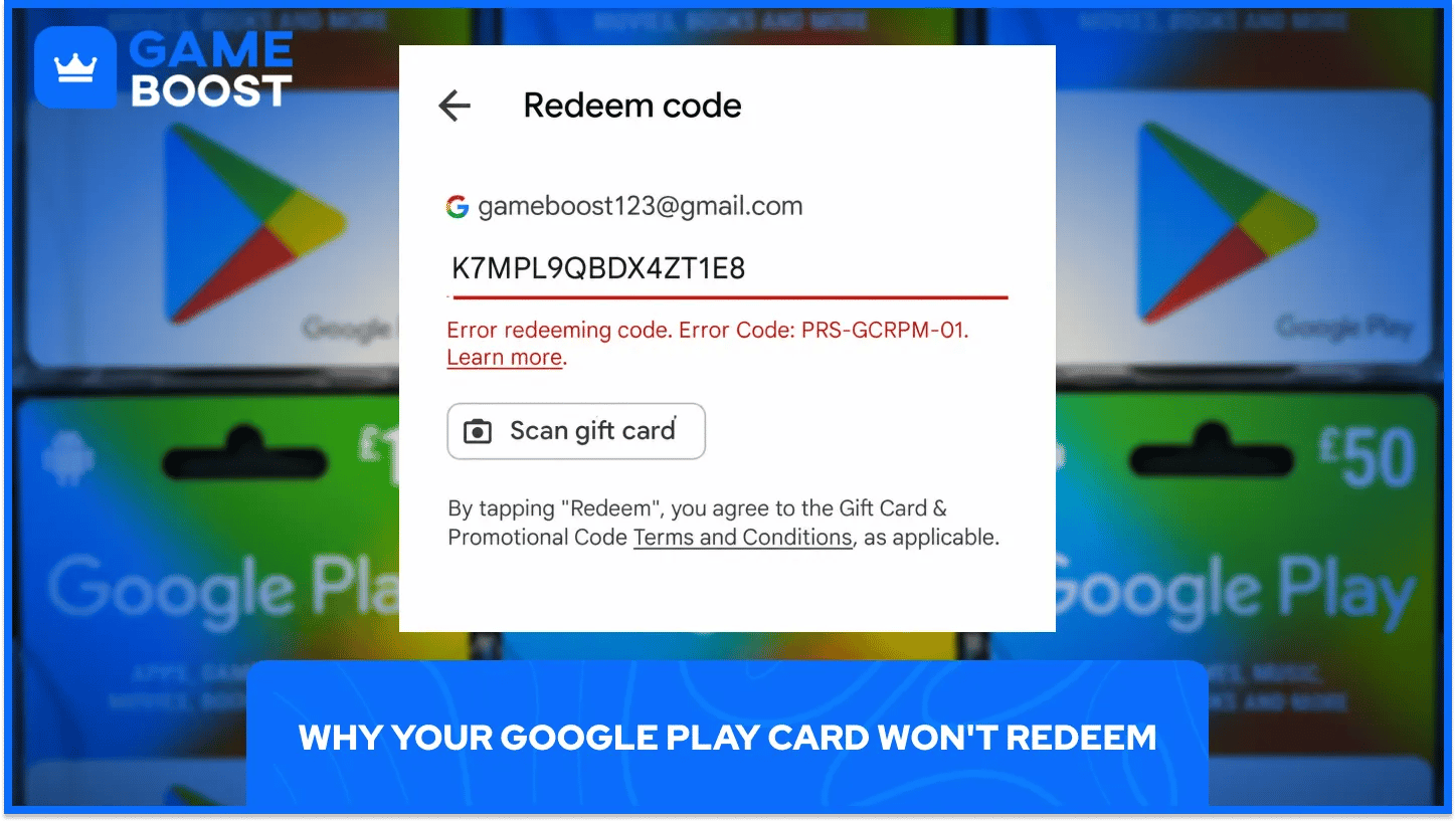 mensahe na Hindi Ma-redeem ang Google Play Card
