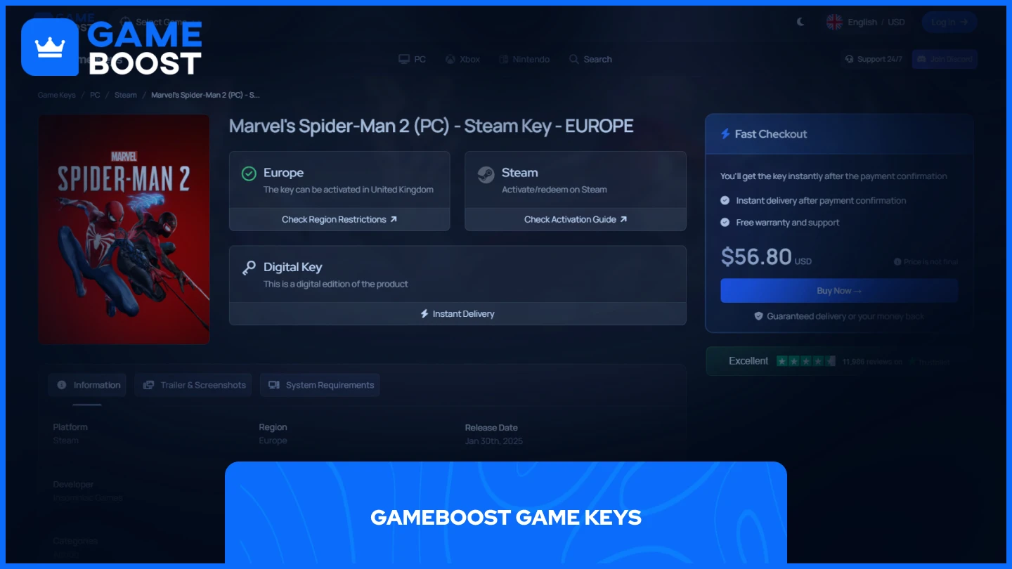 Spider-Man 2 key Gameboost
