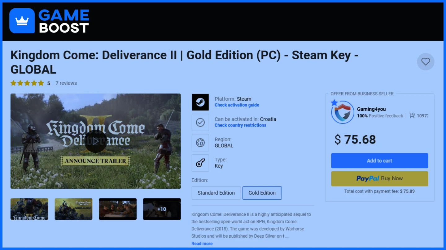 g2a kingdom come deliverance 2 gold edition