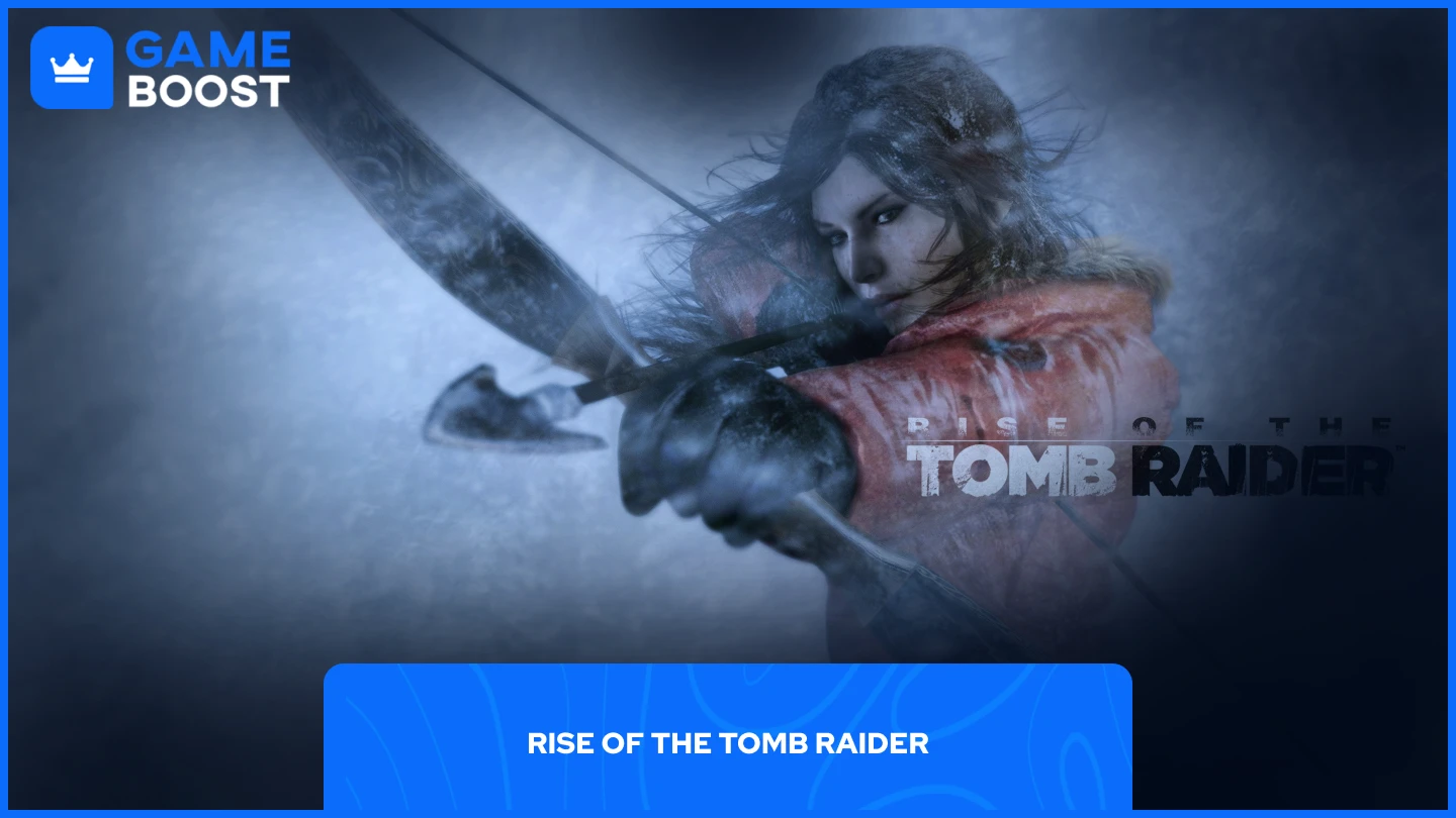 o poză cu Lara Croft care trage cu arcul