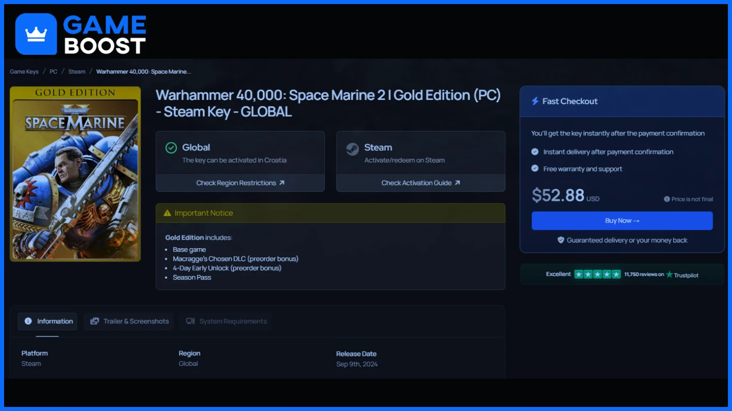 gameboost space marine 2 gold edition