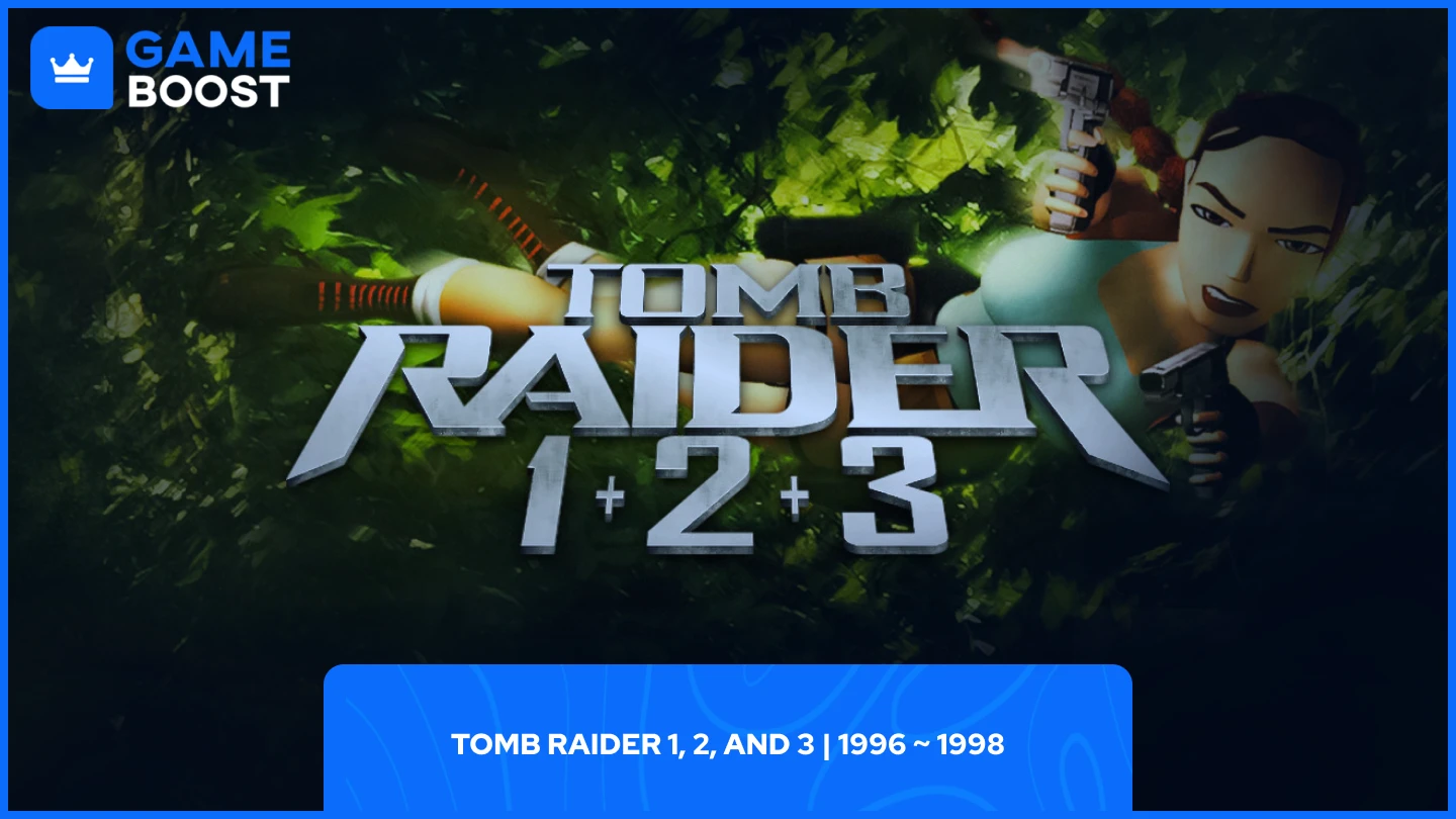 lara croft ținând 2 arme
