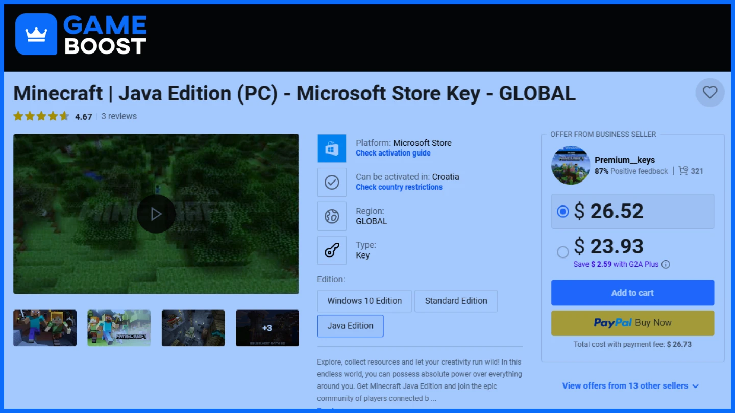 g2a minecraft java
