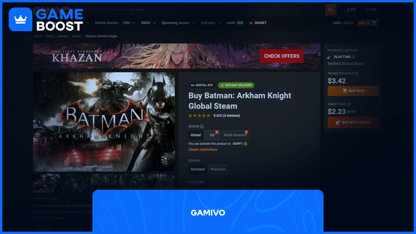 gamivo batman arkham knight product page