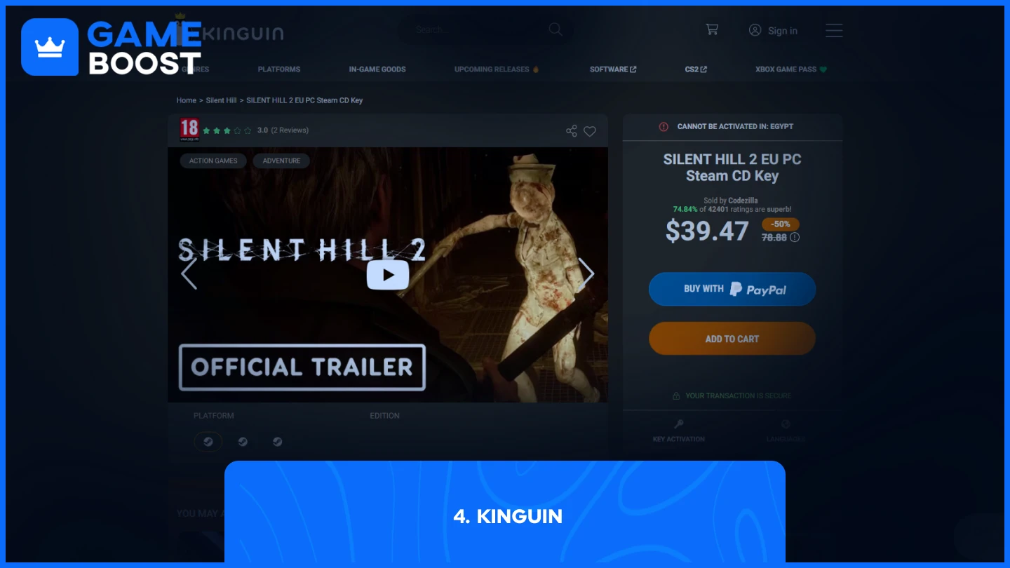 silent hill 2 kinguin product page