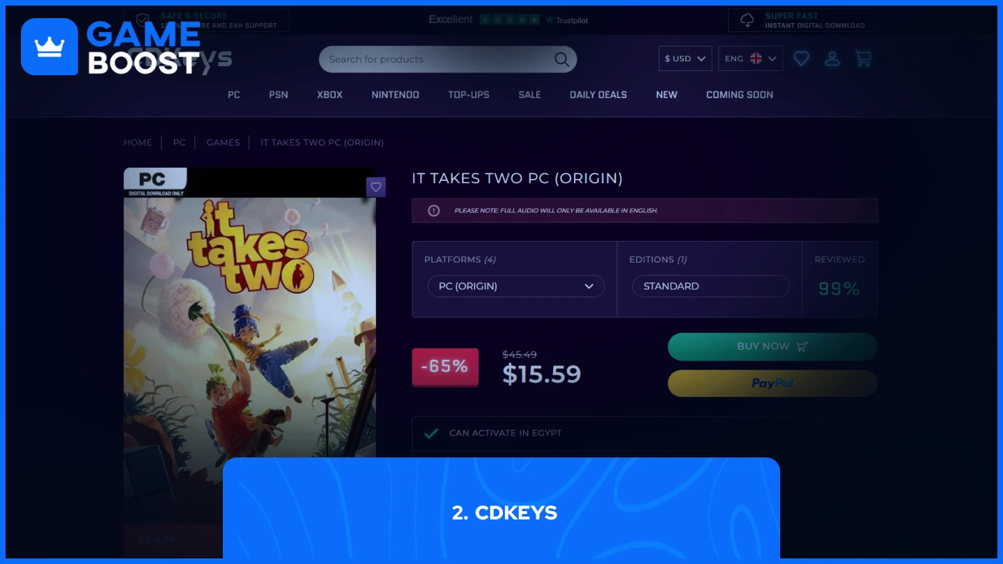 cdkeys it takes two product page