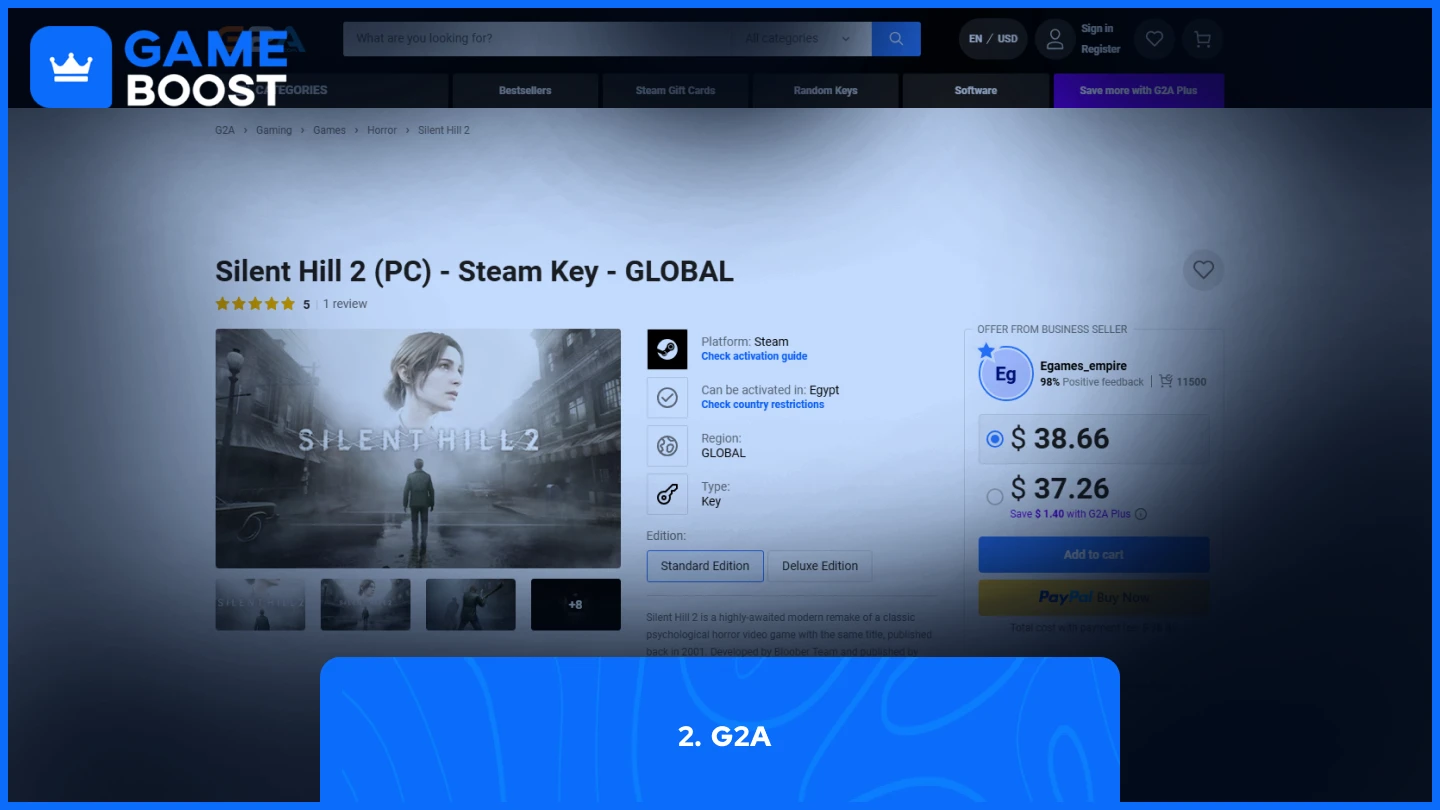g2a silent hill 2 product page