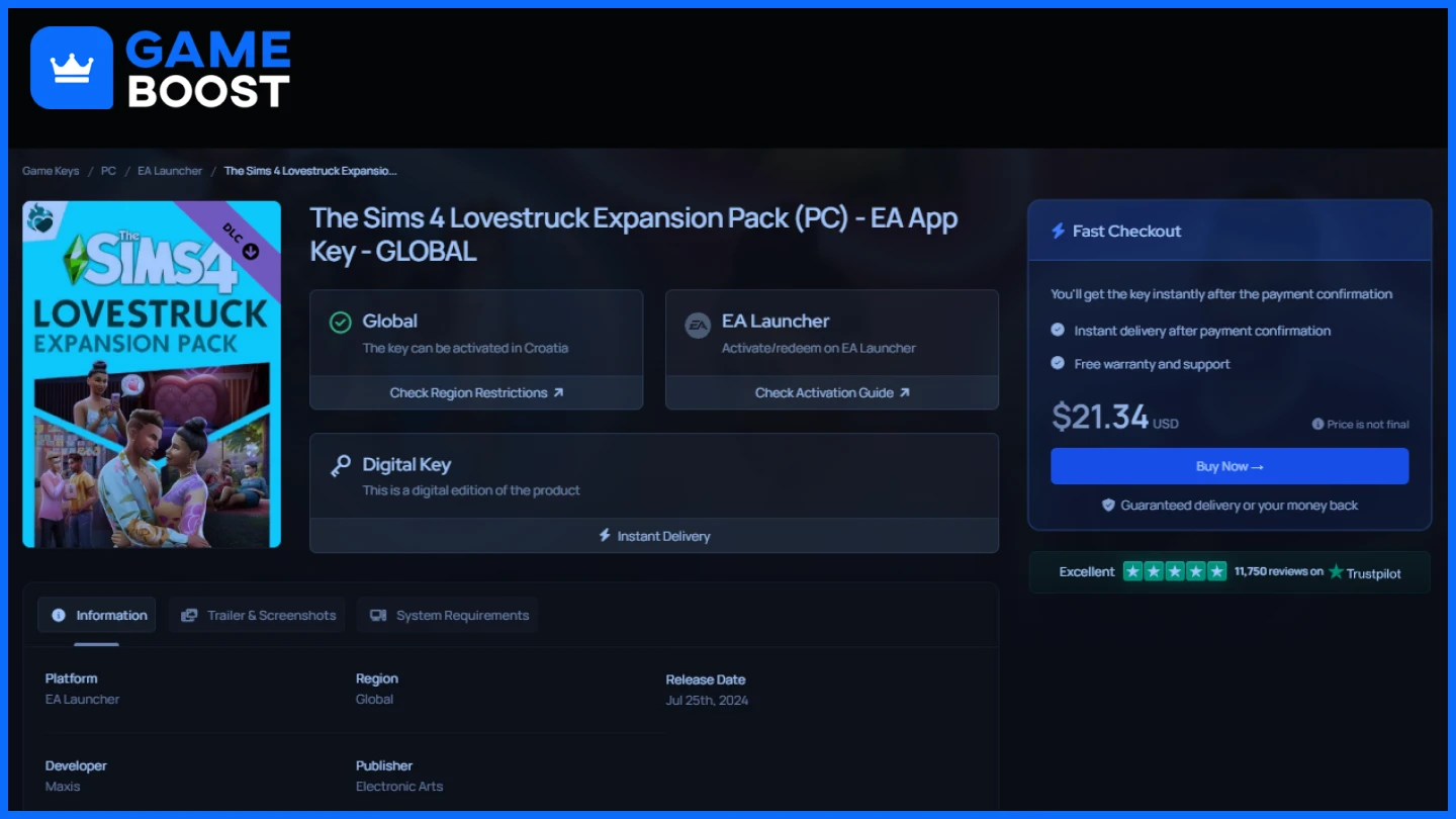 gameboost sims 4 lovestruck