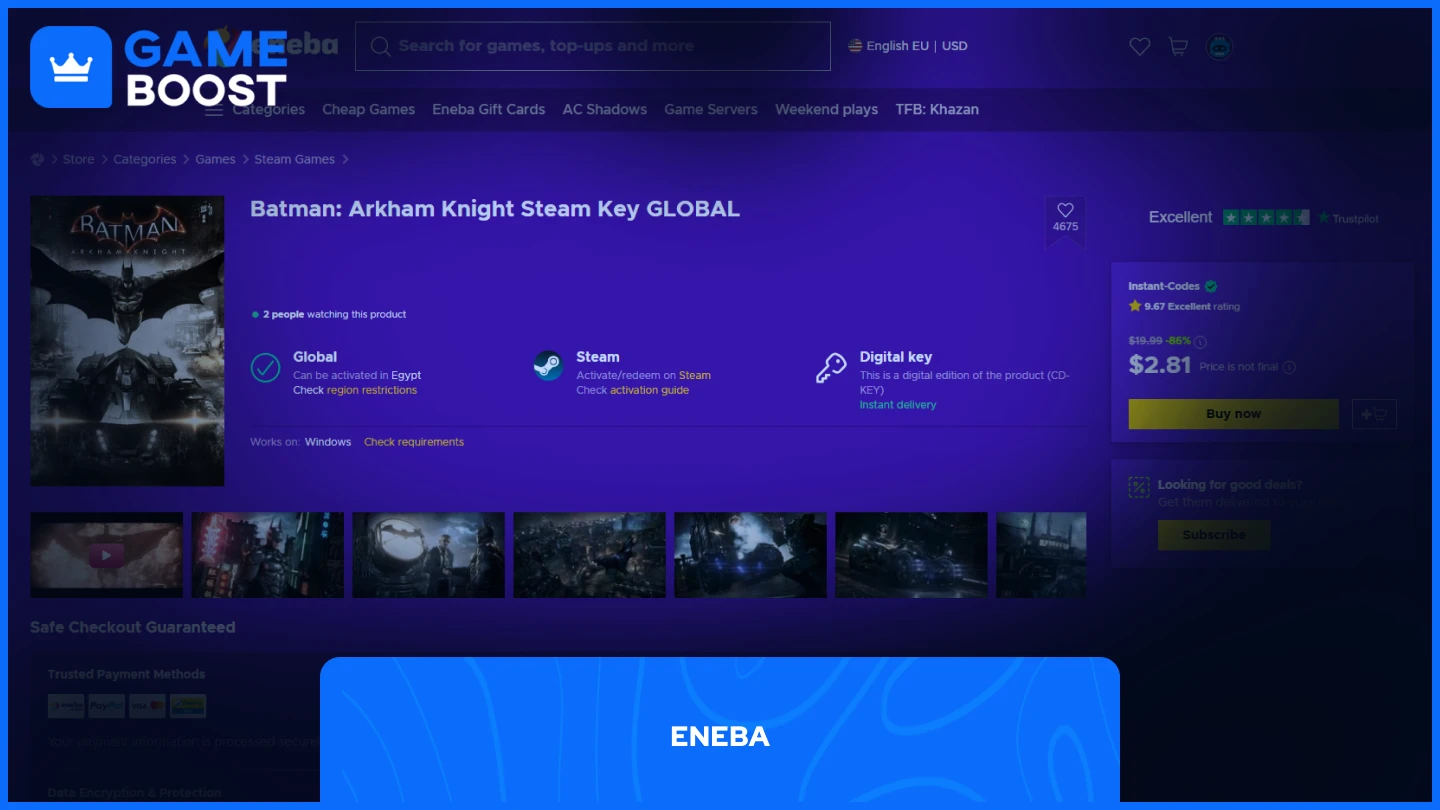 eneba batman arkham knight product page