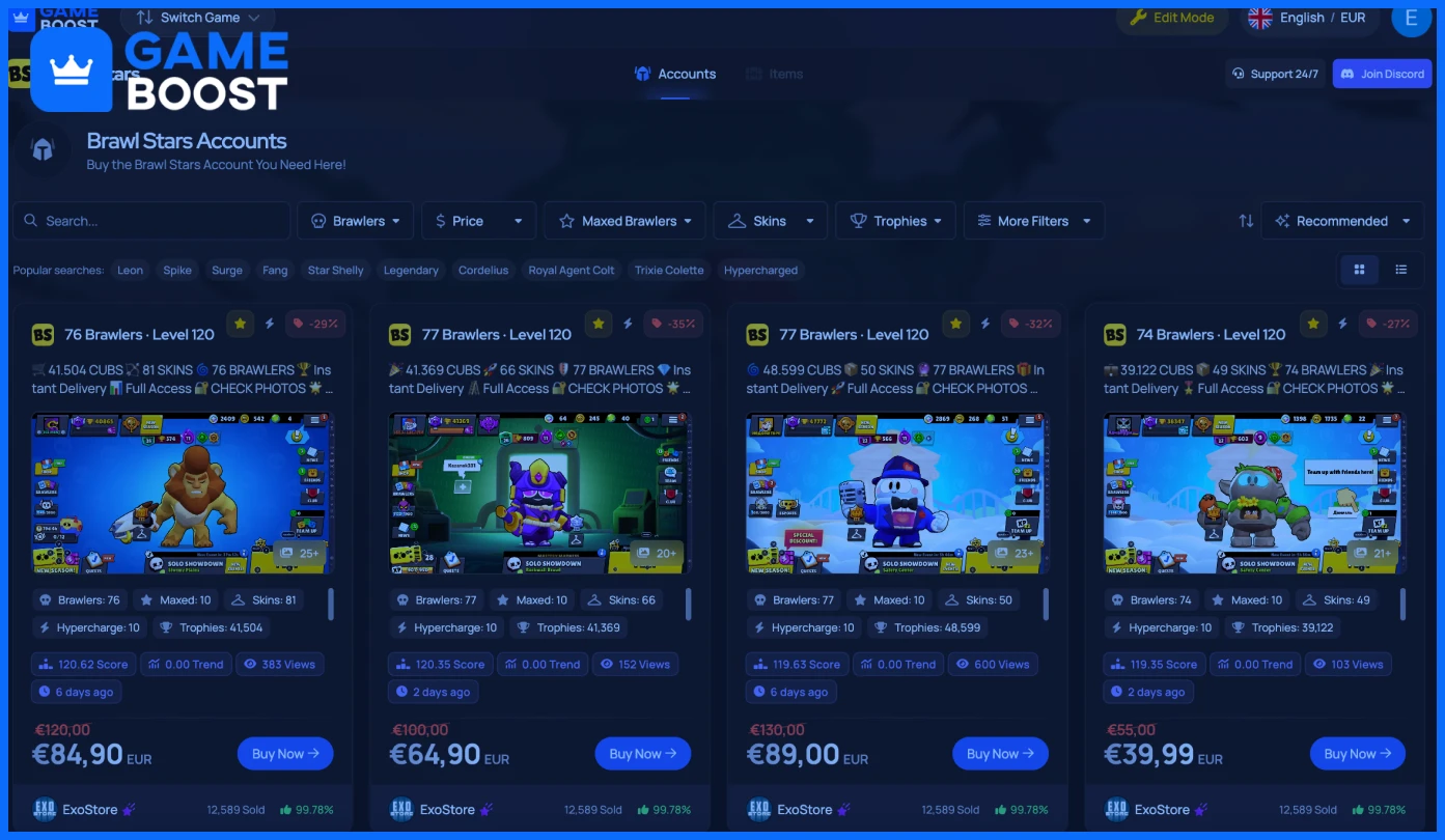 brawl stars accounts from gameboost
