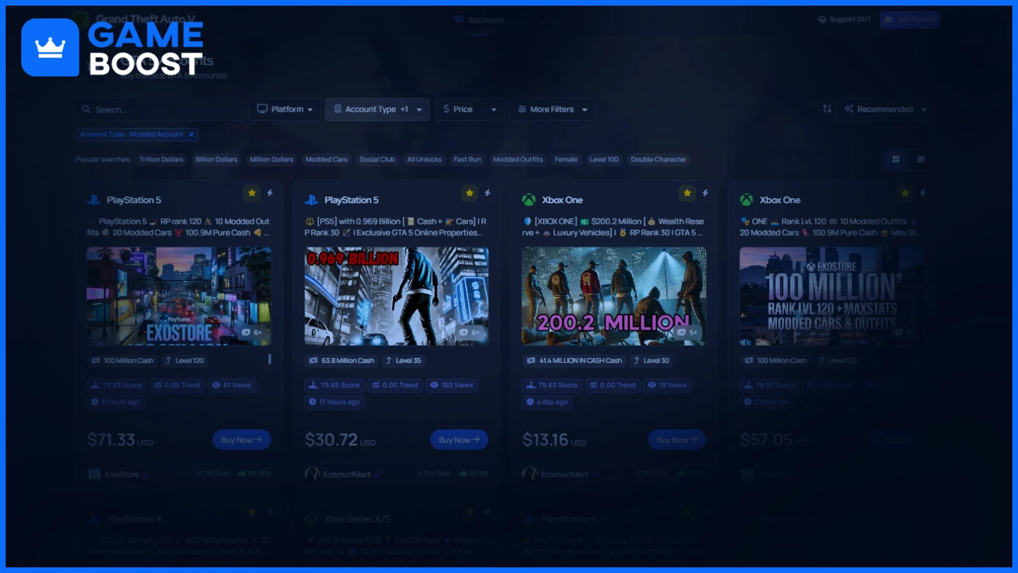 gameboost gta 5 modded accounts