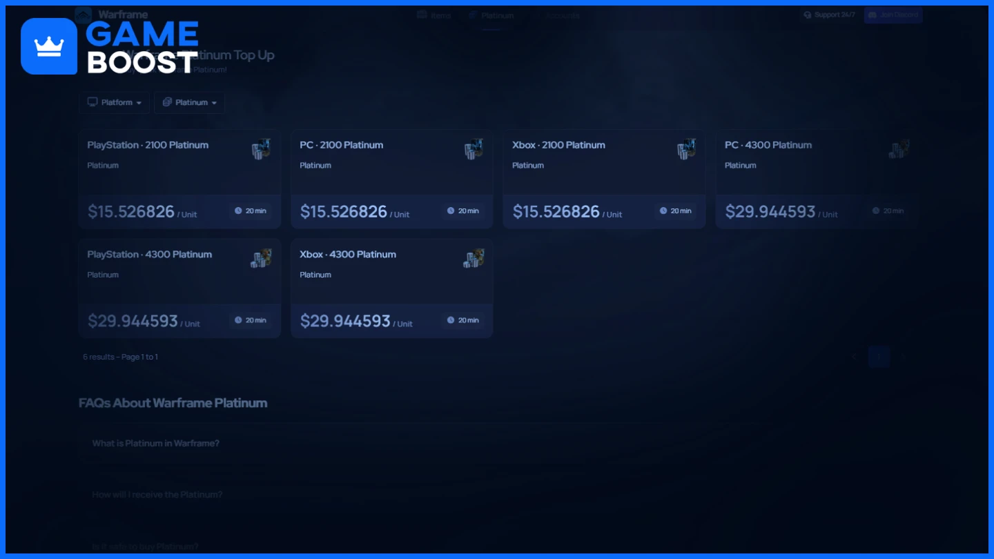 gameboost warframe platinum 