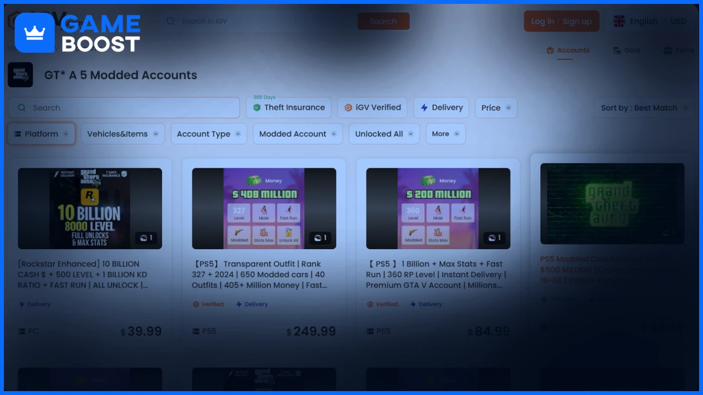 igv gta 5 modded accounts