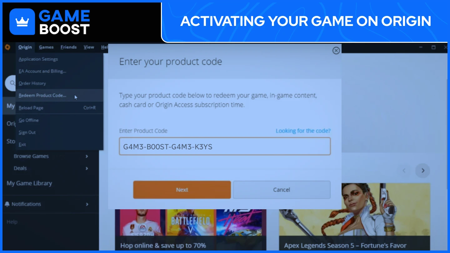 origin game code activation