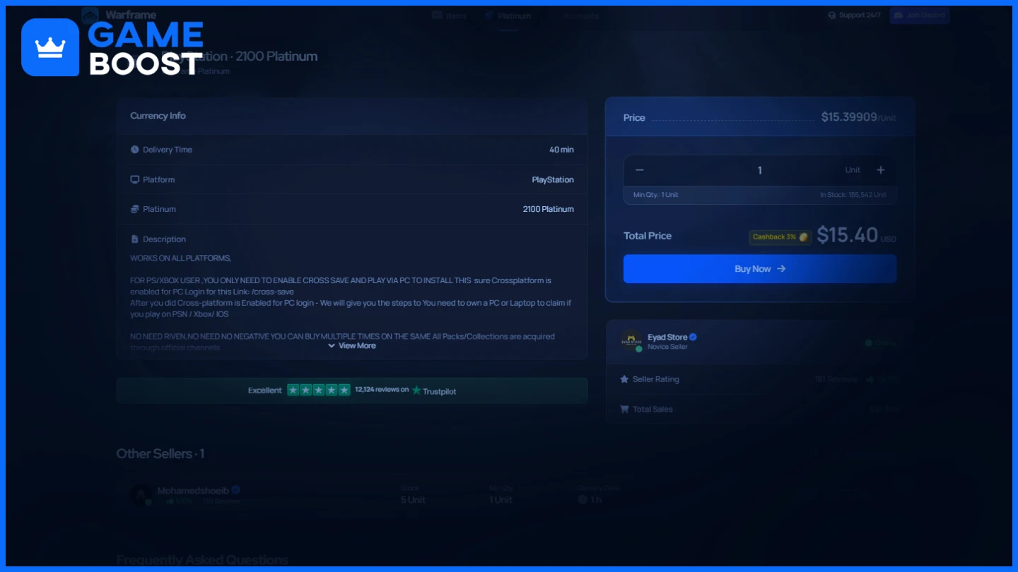 gameboost warframe platinum