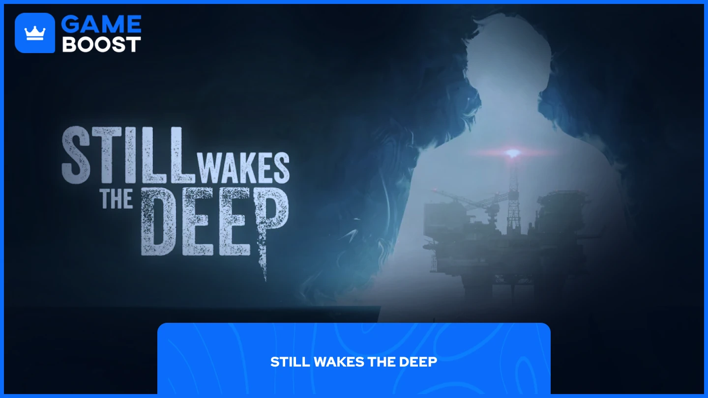 Still Wakes the Deep featuring the game’s title on the left and a shadowy silhouette on the right