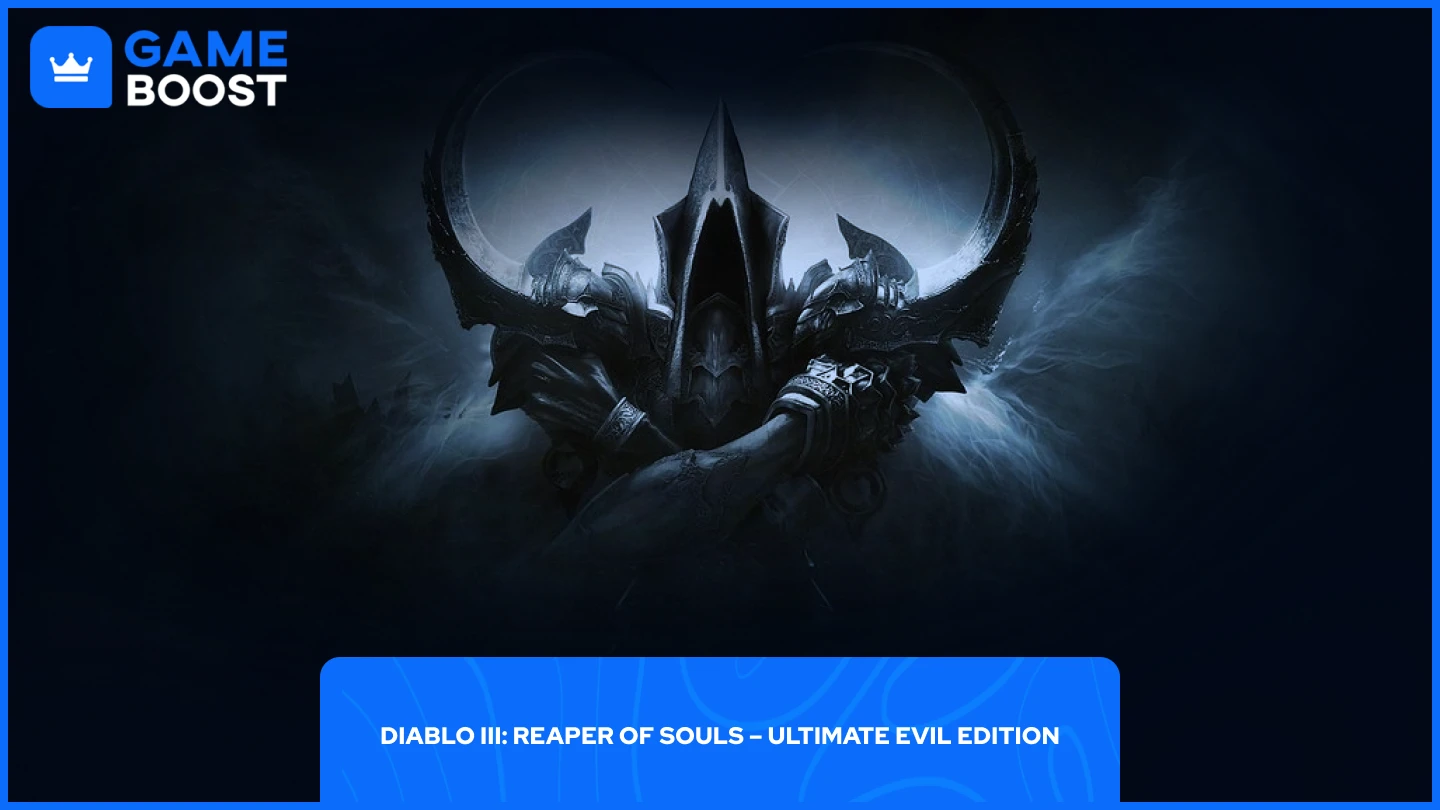Diablo III: Reaper of Souls – Ultimate Evil Edition, featuring the hooded and armored figure of Malthael