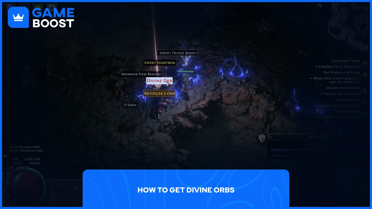 a picture for a divine orb on the ground with a player standing next to it