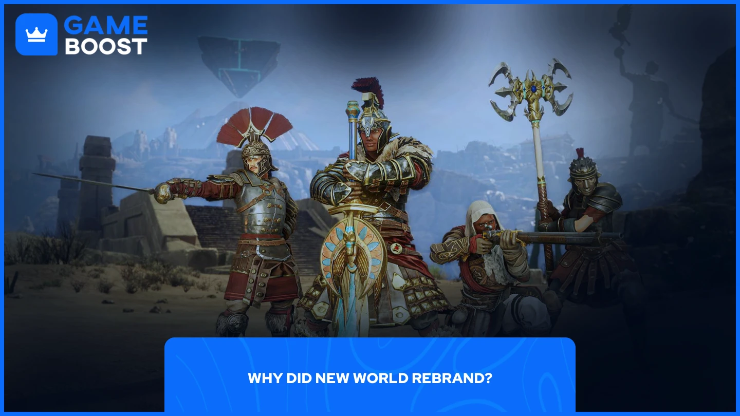 a picture for 4 new world players with different weapons