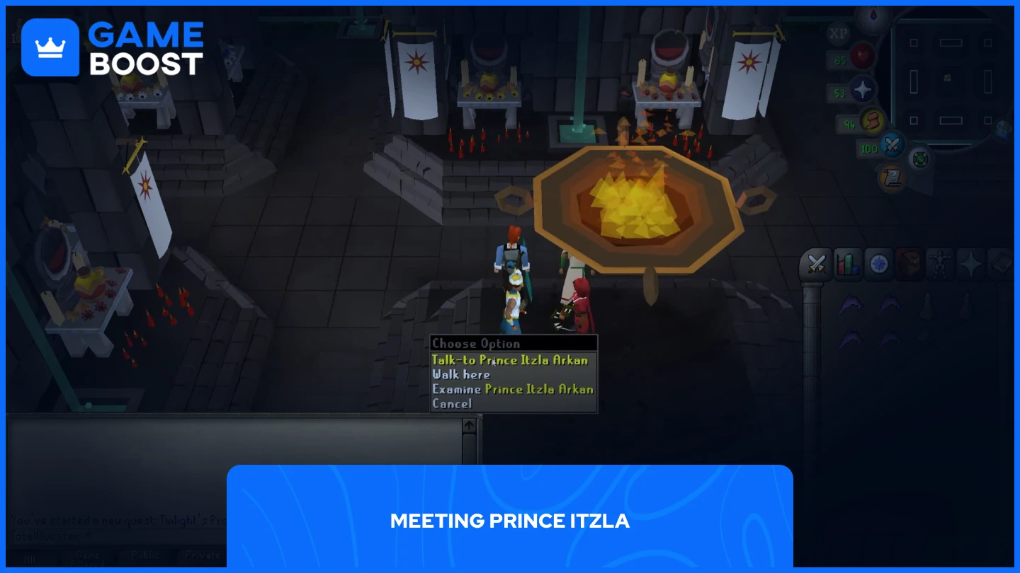 a picture for a player about to talk to Prince Itzla