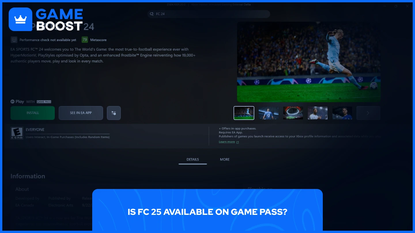 FC 24 store page on game pass