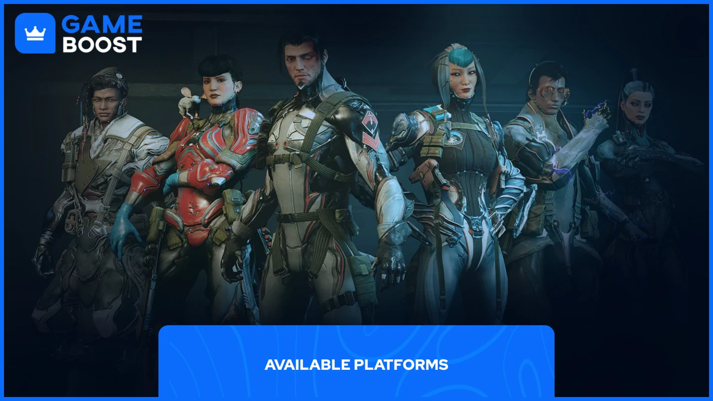 a picture of Warframe 1999 characters standing in a line