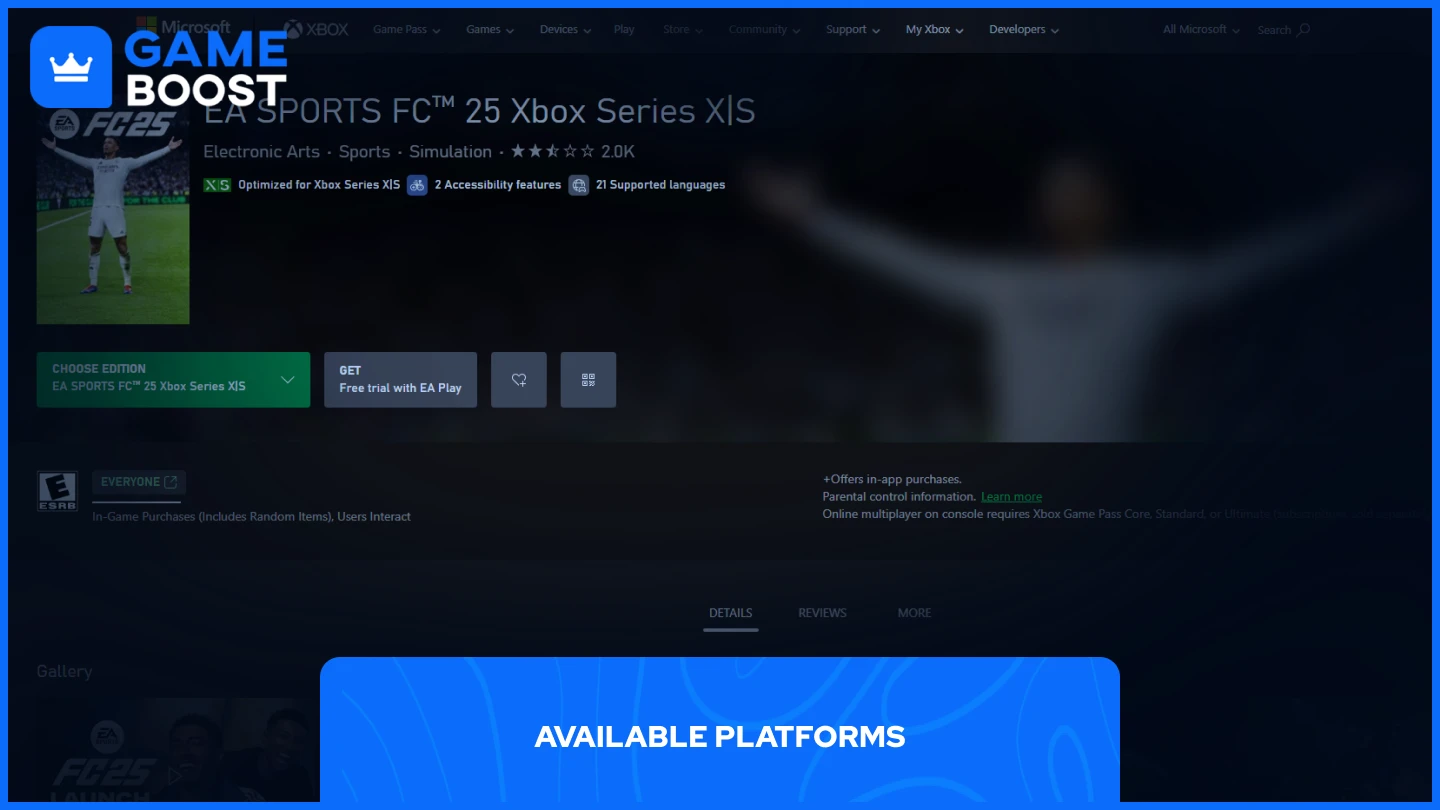 FC 25 Microsoft store page