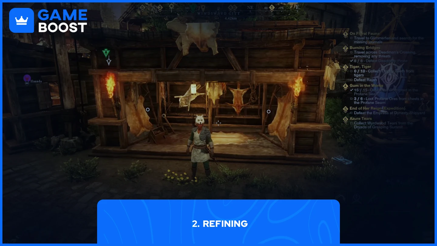 a player standing in front of a crafting table
