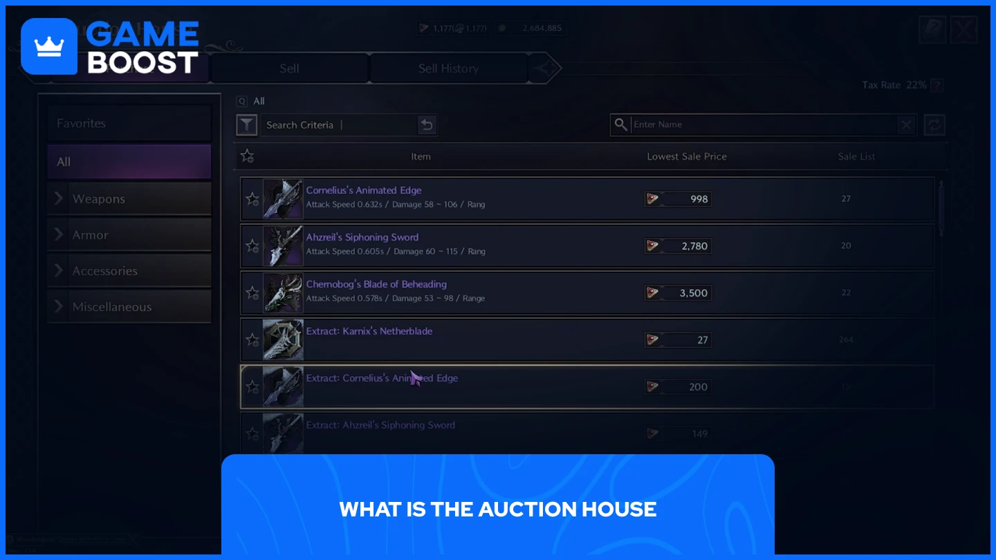 obrázek hráče, který prochází Auction House ve hře Throne and Liberty