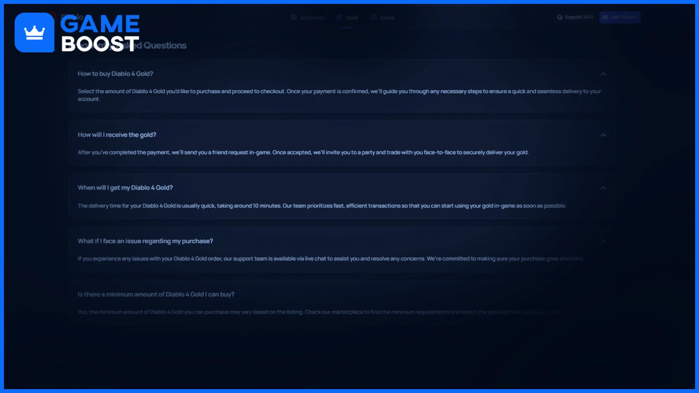 gameboost diablo 4 gold faq