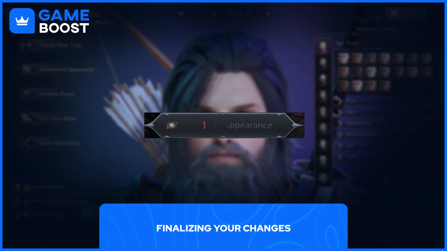 a picture of a character finalizing appearance change