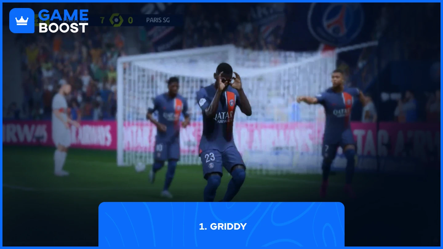 a PSG player celebrating with griddy