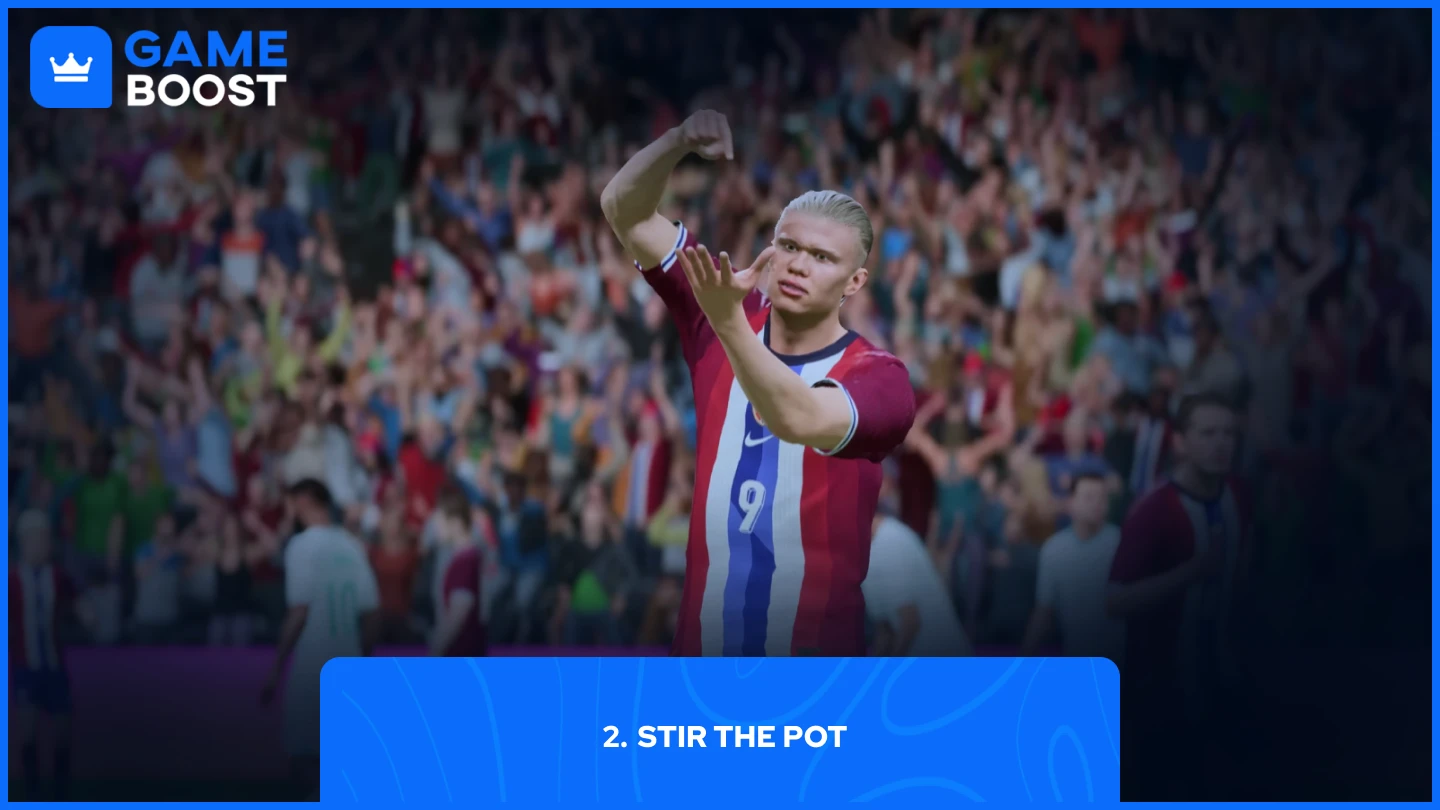 a picture of erling haaland celebrating with stir the pot