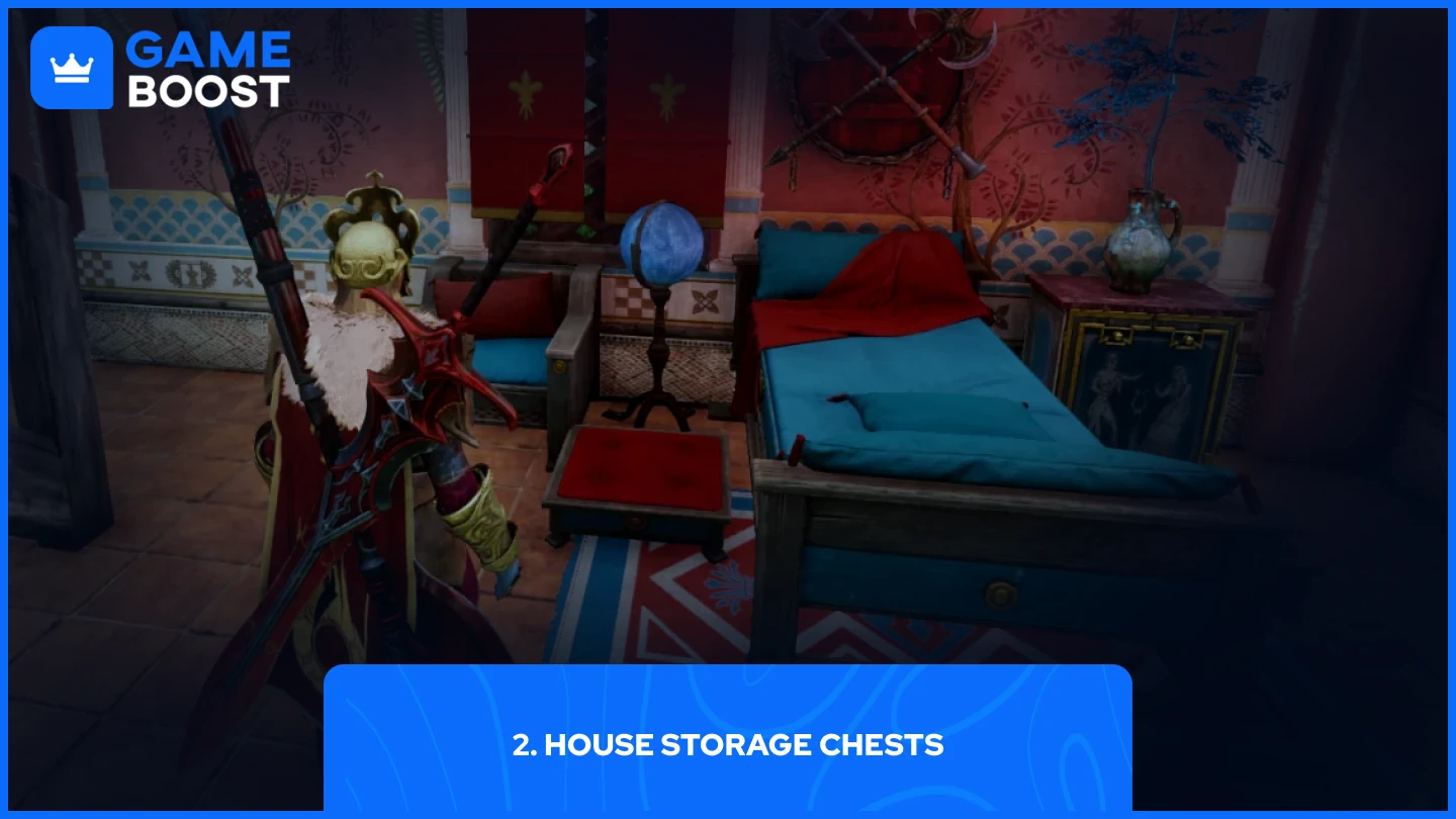a picture of a player standing in front of a storage chest