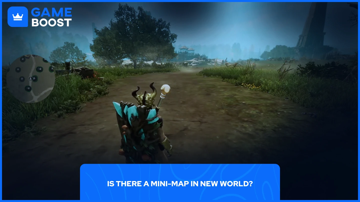 изображение игрока, использующего мини-карту в New World