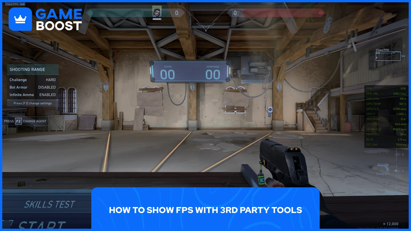 a picture of valorant's shooting range with Nvidia FPS overlay