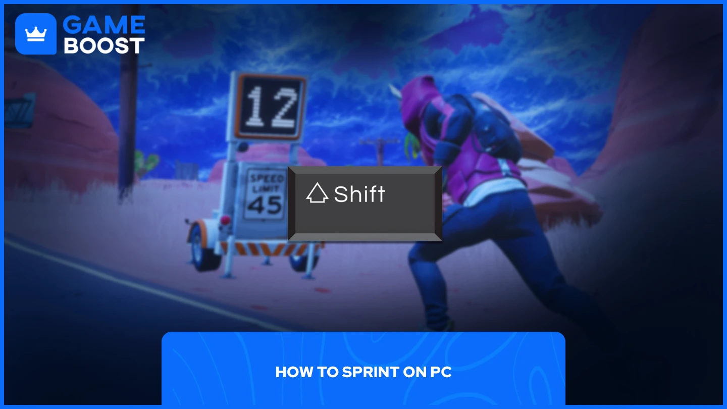 una imagen de un personaje de fortnite junto al botón "Shift"