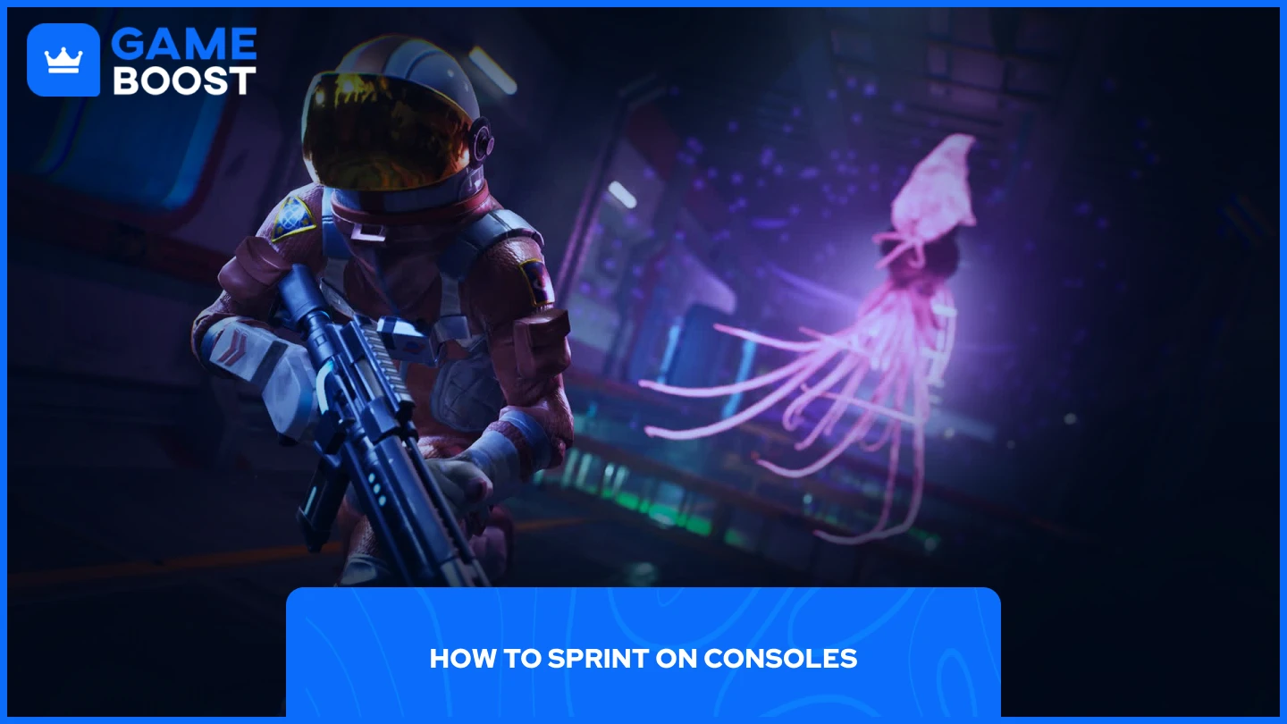 una imagen de un personaje de fortnite corriendo de una criatura extraña